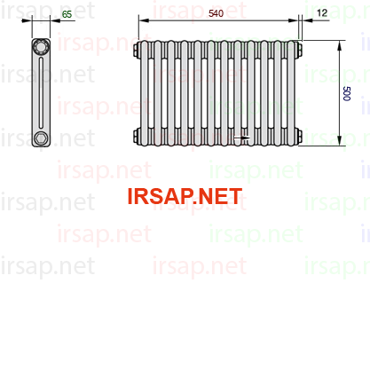 чертеж радиатора Irsap Tesi 20500-1220500-12-14-01